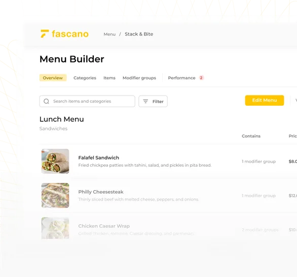 Menu management page image